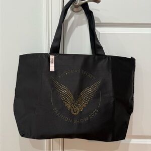 Victoria's Secret Fashion Show 2025 Black Tote Bag with Gold Rhinestones